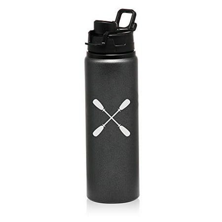 

MIP Brand 25 oz Aluminum Sports Water Travel Bottle Crossed Paddles Rowing Kayak Canoe (Charcoal)