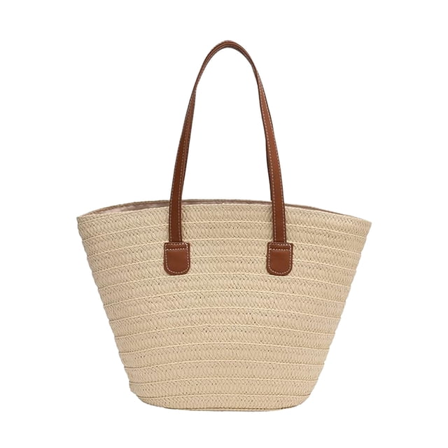 Bolso de paja tipo tote, bolso de hombro tejido para mujer, ideal para la playa y el verano. Bolso de mano grande para viajes y compras. Bolso tejido tipo H para la playa, la piscina y las