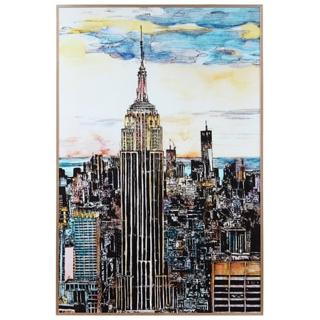 Empire Art Direct "Empire State Building" Glass Art Metal Rose Gold