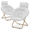 thumbnail image 3 of Magshion Set of 2 Cozy Chairs with Pillow, Modern Comfy Folding Lounge Saucer Chair Moon Chair for Home Bedroom, White, 3 of 11