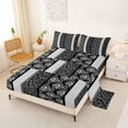 thumbnail image 2 of Erosebridal Abstract Cheetah Print Polka Dots Queen Sheet Sets 4 Pieces For Teens,Boys Girls Hippie Flower Damask Bed Set,Black Grey, 2 of 5