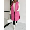 thumbnail image 2 of Sleeveless Women Long Puffer Hood Quilted Winter Outwear Vest Jackets Coats, 2 of 4