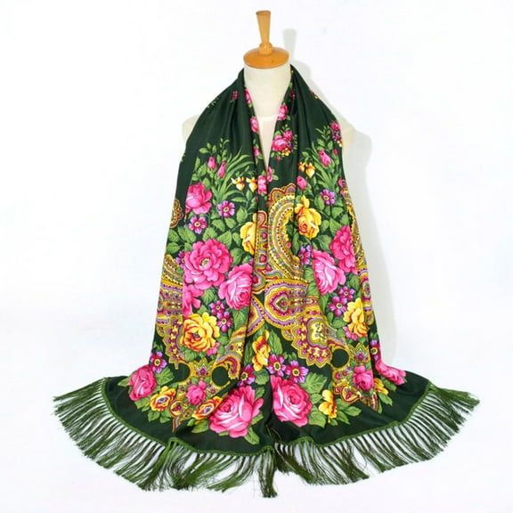 IDALL Scarf for Women,Shawl Women Lady Folk-Custom Print tie Tassel Square Scarf Wrap Shawl Travel Scarve Scarves for Women Lightweight,Neck Scarf Army Green
