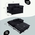 thumbnail image 2 of Gewnee 46" Convertible Sleeper Sofa Bed Velvet Futon Couch,Pull-Out Bed,Modern Loveseat for Living Room,Apartment,Small Space ( Black), 2 of 17