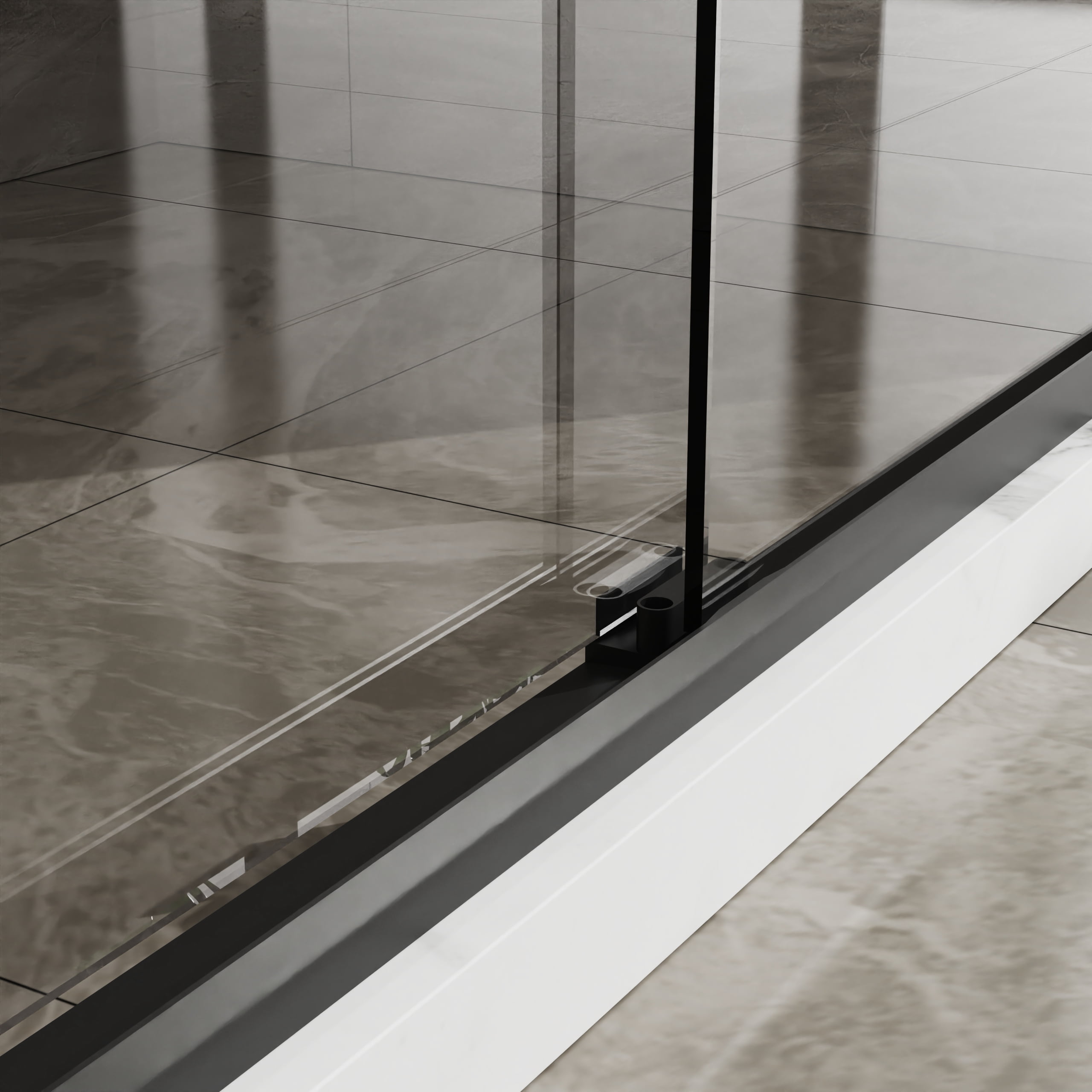Leumius Double Sliding Glass Shower Door 60 in. W x 72 in. H,Aluminum Framed Shower Enclosure with SGCC Clear Tempered Glass, Stainless Steel Hardware, Matte Black02