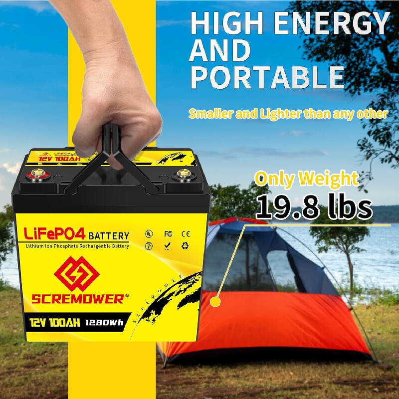 2 Pack 12V 100Ah LiFePO4 Deep Cycle Lithium Battery 100A BMS for Solar RV Home~