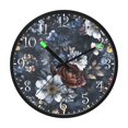 thumbnail image 2 of Voice Activated Clock with Glow Light 12 Inch Large Silent Wall Clock Battery Operated for Home Decor Blue Peonies, 2 of 8