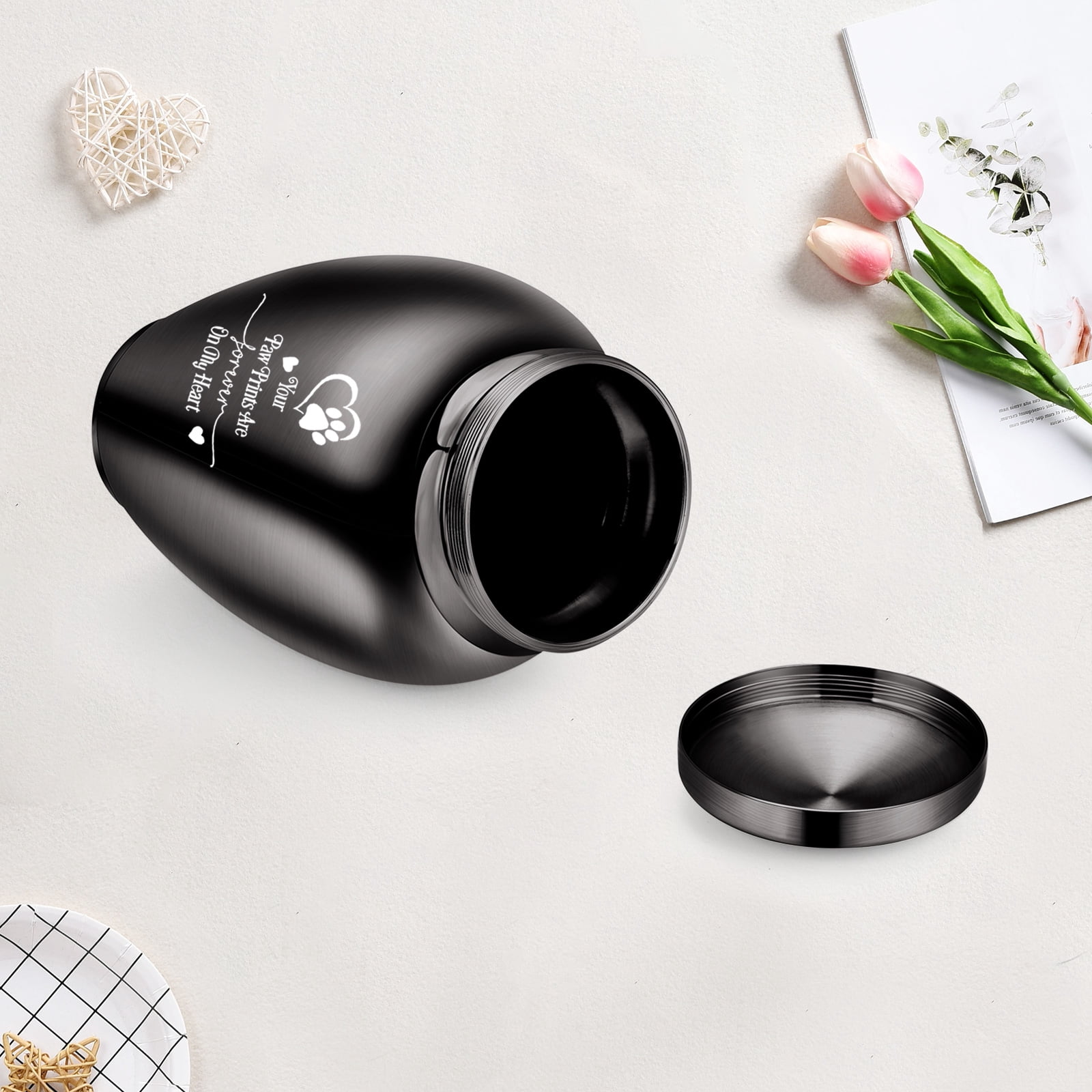 Personalize 14*24cm Your Paw Prints Are Forever in My Heart Stainless Steel Cremation Jewelry for Dog Cat Ashes Keepsake Pet Memory Urn Large Capacity