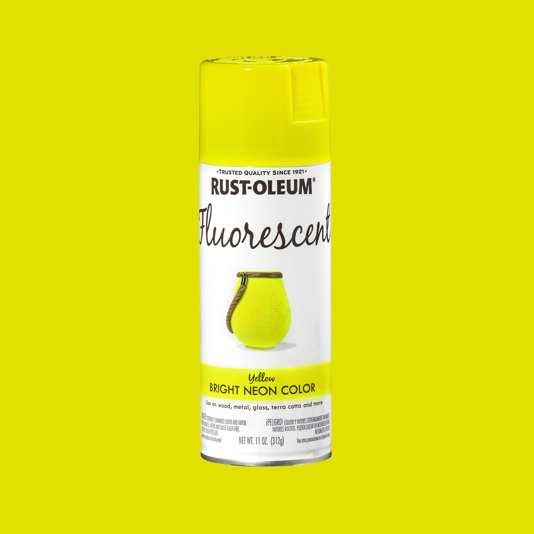 (6 pack) Yellow, Rust-Oleum Fluorescent Spray Paint-342571, 11 oz