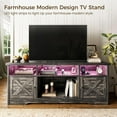 thumbnail image 2 of Casaottima TV Stand for 65 Inch TV, Farmhouse Entertainment Center with Power Outlet & LED Light and Storage Cabinets, Console Table and Media Furniture for Living Room Bedroom, Dark Oak, 2 of 8