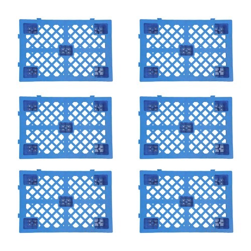 DENEST 6 PCS Plastic Pallets, 220.46lbs Load, Blue, Interlocking Storage Pallets for Warehouses, Factories
