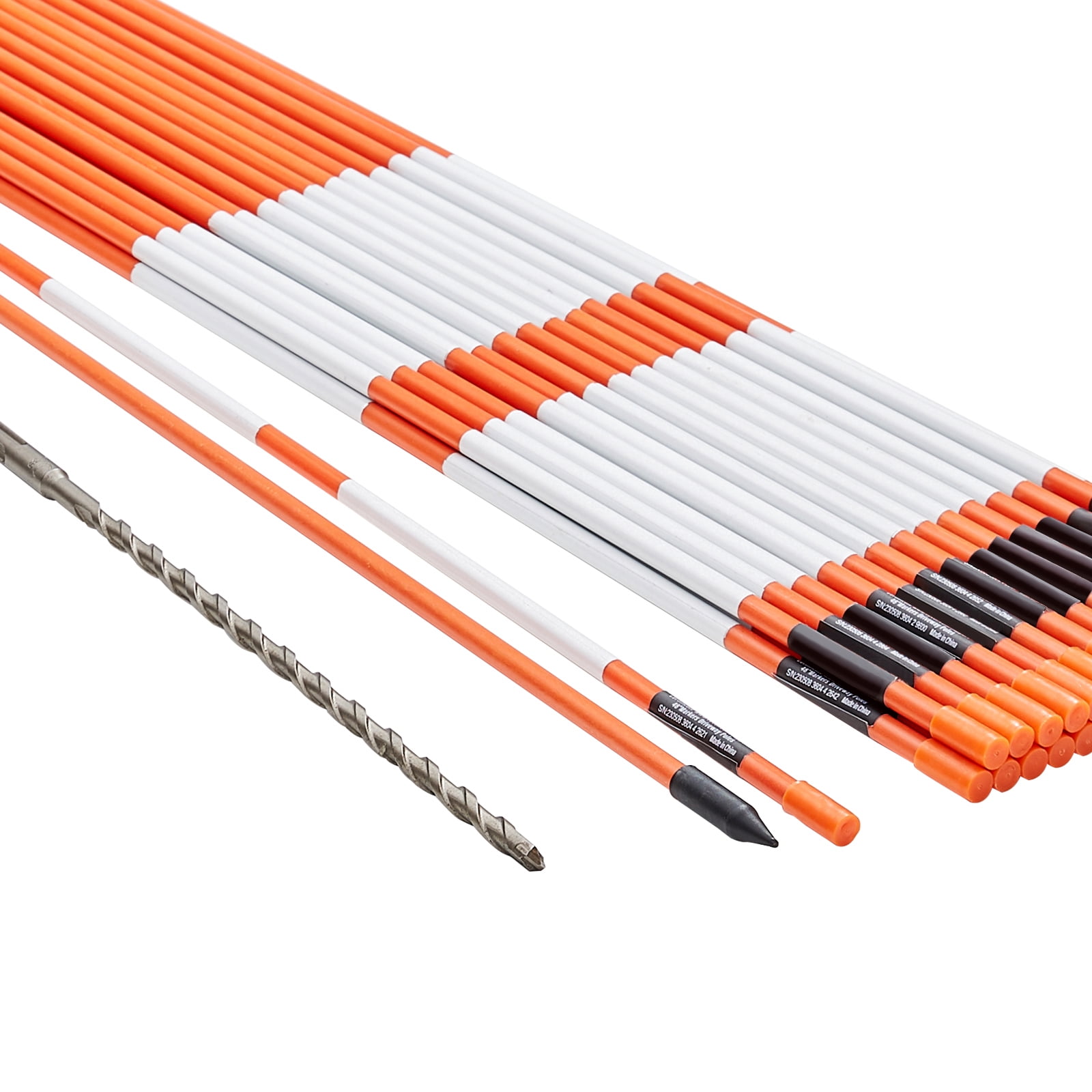VEVOR 30 Pack 48" Driveway Markers Orange Snow Plow Stakes 0.4" Fiberglass Rod