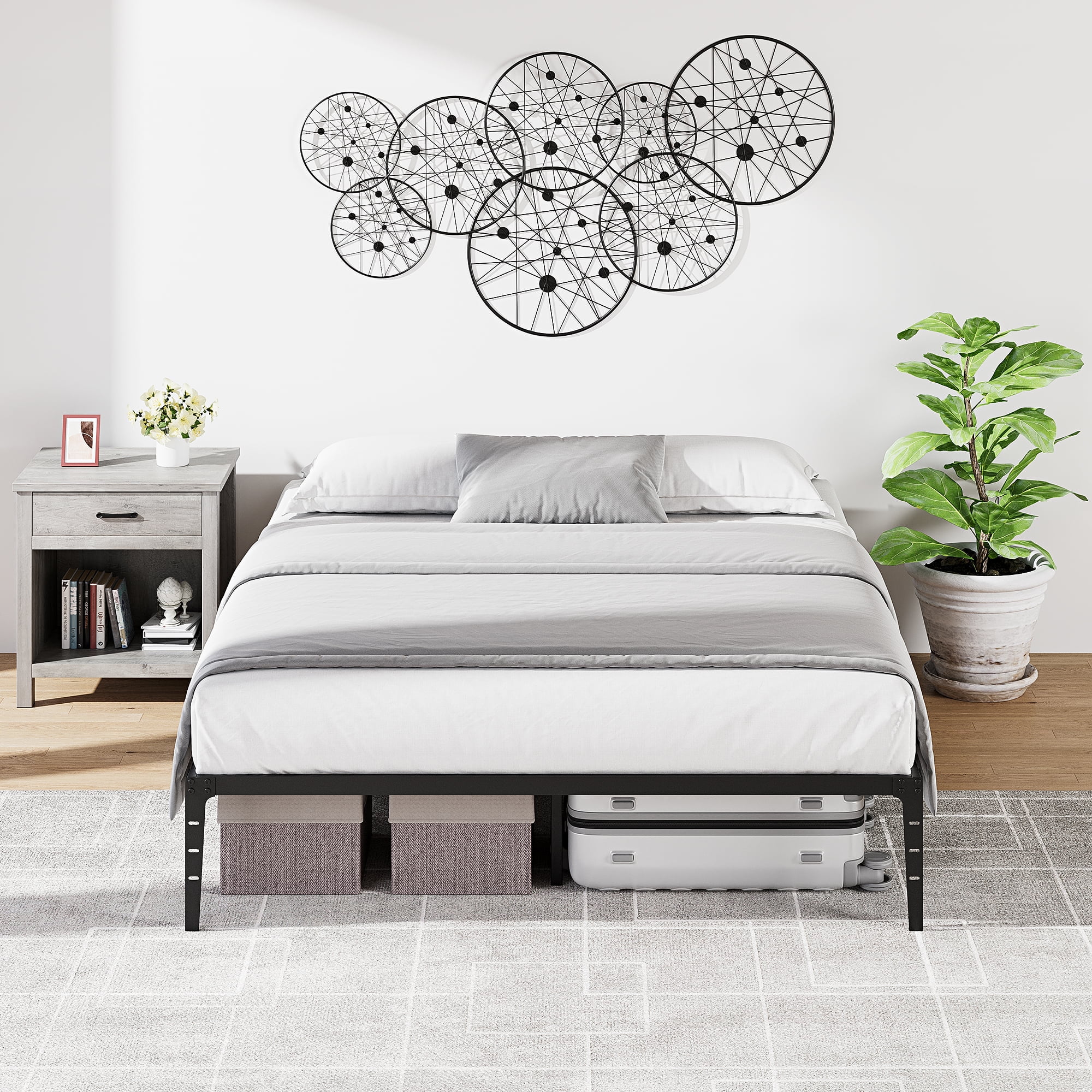 Whizmax 14 Inch Metal Platform QUEEN Bed Frame, Steel Slat
