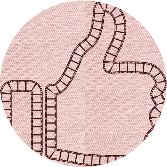 Ahgly Company Machine Washable Indoor Round Transitional Pink Bubble Gum Pink Area Rugs, 6' Round