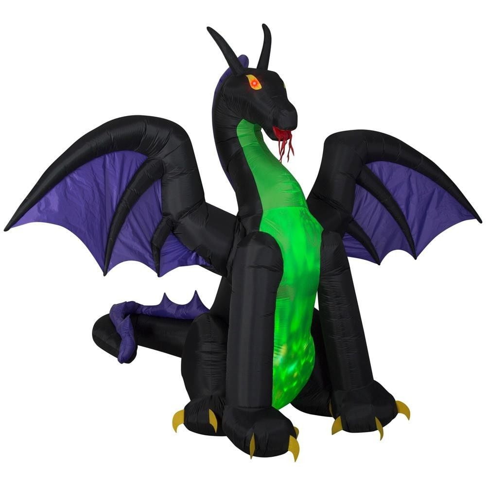 Gemmy Halloween Inflatable 10.99 ft. Pre-Lit Animated Projection Fire and Ice-Dragon with Wings