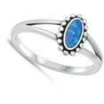 thumbnail image 4 of CHOOSE YOUR COLOR Fancy Bali Blue Simulated Opal Ring .925 Sterling Silver Band CZ Female Size 10, 4 of 4