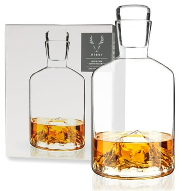 Viski Mountain Crystal Whiskey Decanter, Liquor Decanter 24 oz, Set of 1