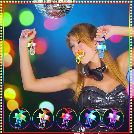 50pcs LED Pacificers LED Light Up Pacifiers Necklace Flashing Pacifiers Whistles LED Rave Pacifiers Glowing Pacificer Glow in The Dark Party Favors for Halloween,Christmas,Birthday