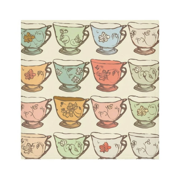 Napkin Satin Napkin 20*20Inchx1 Kitchen Towel Dinner Plate Towel Decorative Towel Napkin Tea Towel Suitable For Kitchen Table Cartoon Tea Cup