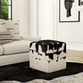 thumbnail image 2 of Victorian Hair On Hide Black And White Ottoman, 2 of 11