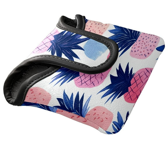 Golf Mallet Putter Cover Premium Leather Golf Putter Head Cover with Magnetic Closure Golf Cover for Men and Women Pineapple Pattern