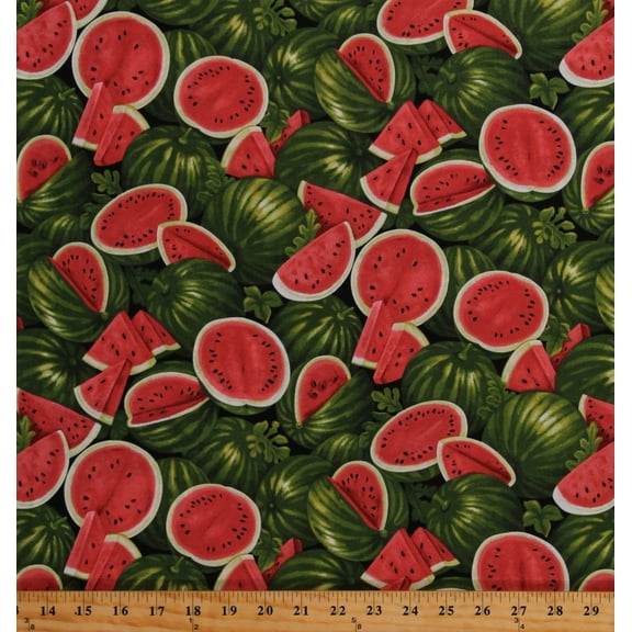Cotton Watermelons Melon Slices Fruits Food Kitchen Farmer John's Garden Party Cotton Fabric Print by the Yard (120-13311)