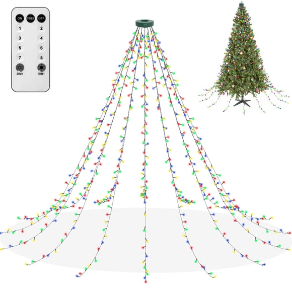 Cadena de luces para árbol de Navidad, 480 LED, con 8 modos de luz y control remoto