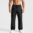 thumbnail image 2 of Men's Casual Pants Drawstring Elastic Waist Chino Pants Straight Leg Slacks Cotton Twill Trousers with Pockets,twill chino pants Black XL, 2 of 7