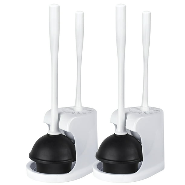 InnOrca Toilet Plunger and Bowl Brush Combo with Caddy, White, 2 Set
