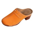thumbnail image 5 of Dakaela Womens Mules Pumps Round Closed Toe Sandals Chunky Heeled Slides Clogs Slip on Casual Backless Loafers Shoes Size 6-10 Orange, 5 of 6
