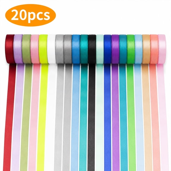 WLGJL 20 Colors 480 Yard Total, 0.4Inch x 24yds  Each Rainbow Ribbon for Gift Wrapping, Crafts, Hair Bows Making, Party Decoration, Sewing, Floral Bouquets, Christmas