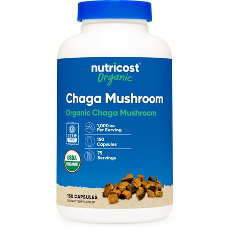 Nutricost Chaga Mushroom Capsules 1000mg, 75 Servings, 150 Capsules- Supplement