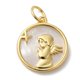 thumbnail image 1 of Natural Shell Pendants Rack Plating Brass Prayer Angel Charms with Jump Ring Lead Free & Cadmium Free Real 18K Gold Plated 17.5x15.5x2.5mm Hole: 4.5mm, 1 of 3