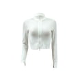 thumbnail image 3 of Yuemengxuan Women Casual Zipper Coat Long Sleeve Lapel Neck Knitting Elastic Short Tops, 3 of 5