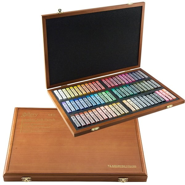Mungyo Gallery Soft Pastel Squares Wood Box Set of 72 Assorted Colors 