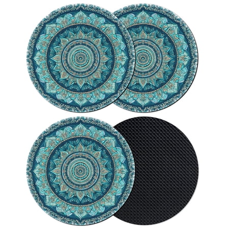 Turquoise Green Boho Coasters Set of 4 Absorbent Coasters for Drinks Country Tribe Traditional Pattern Coaster for Desk Coffee Table Protection Home Decor House Warming Gifts 4