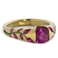 thumbnail image 1 of Flmtop Women Fashion Leaf Faux Sapphire Rhinestone Inlaid Finger Ring Club Jewelry Gift, 1 of 10