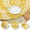 thumbnail image 4 of Yellow Ethnic Floral Pattern Round Fitted Tablecloth with Elastic Edge,Dining Table Cover Waterproof,Outdoor Round Tablecloth for Camping,Dining,Indoor and Outdoor, 4 of 7