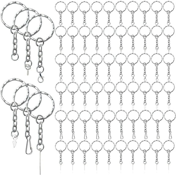 40pcs Metal Split Key Chain Rings with Chain Open Jump Ring Connector Keychain Lanyard DIY Crafts and Jewelry Making