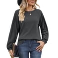 thumbnail image 4 of Women's Long Sleeve Shirts Crew Neck Casual Tops Fashion Fall Basic Tunic Pullover Blouses, 4 of 7