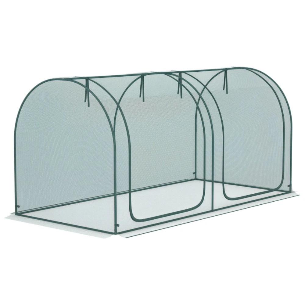 Crop Cage Plant Protector, HDPE Mesh & Steel Frame, Zippered Doors, Ground Stakes, Portable with Carry Bag for Vegetables Flowers Outdoor