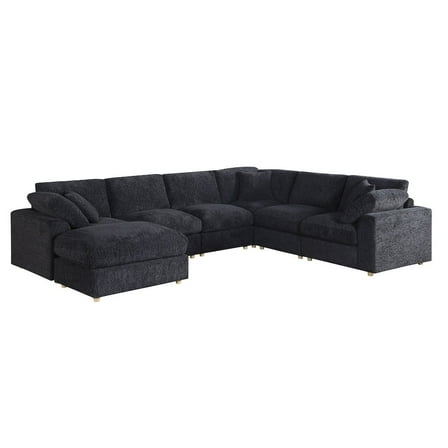 Kingway Luxury L-Shaped Modular Sectional Sofa with Ottoman