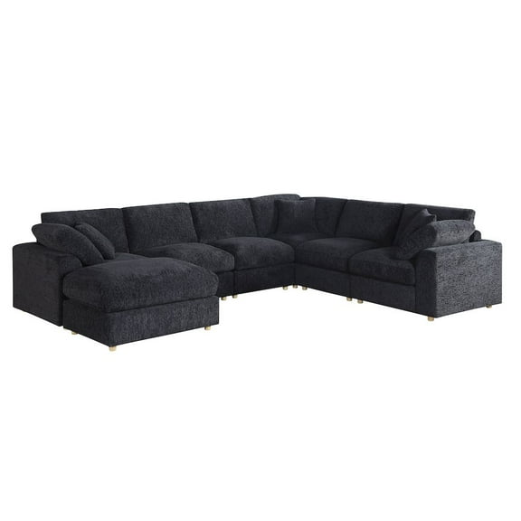 Kingway Luxury L-Shaped Modular Sectional Sofa with Ottoman