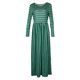 thumbnail image 2 of Vestido Largos Maxi Plisados ​​de Manga Larga a Rayas Manga 3/4 Mujer Casual Estilo - L verde se describe Sunnimix vestido maxi a rayas, 2 of 8