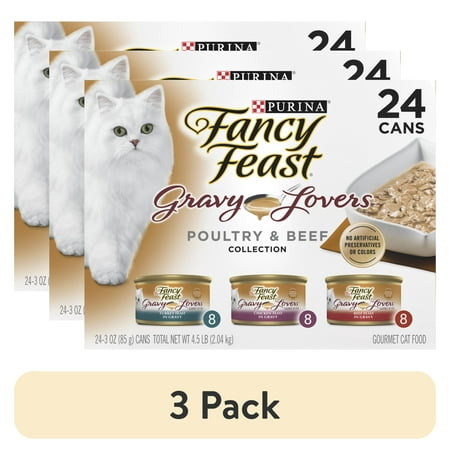 (3 pack) Purina Fancy Feast Gravy Lovers Kitten Food Wet Cat Food Collection 3 oz Cans (24 Pack)