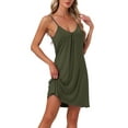 thumbnail image 4 of INSPIRE CHIC Women's Sleeveless Sleepwear Camisole Nightwear V Neck Nightshirt Pajama Dress Chemise Nightdress S Army Green, 4 of 6