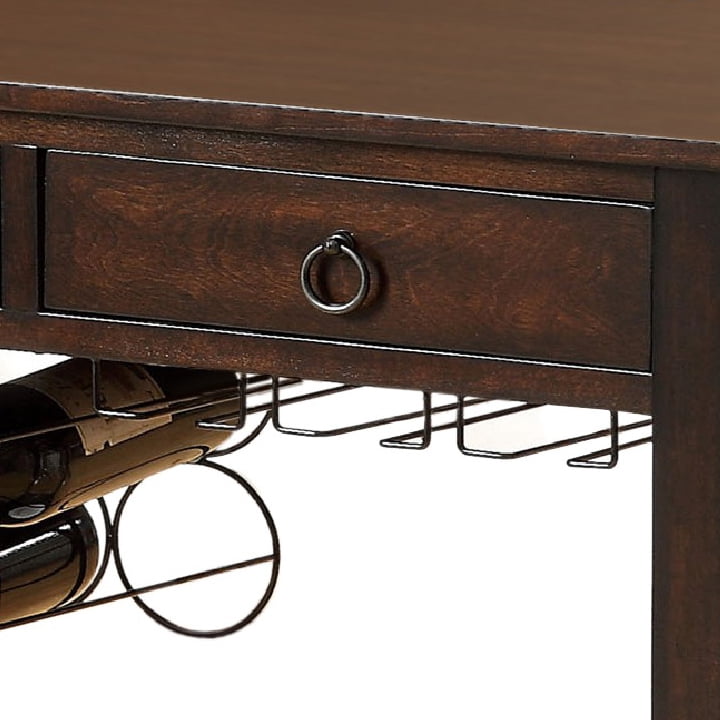 Furniture of America Heron Multi-Storage Serving Cart, Dark Walnut
