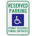 thumbnail image 1 of Arkansas Handicap Parking Sign, Reserved Parking Permit Required Towing Enforced Sign, 12x18 Reflective Aluminum EGP, 1 of 1
