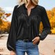 thumbnail image 1 of AUNVITO Women's Velvet V-Neck Long Sleeve Blouse Elegant and Luxurious Casual Style, 1 of 9