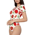 thumbnail image 2 of Daiia Fresh Red Tomato print Women's Crew Neck Short Sleeve Bodysuit Fashion Tops Fit Casual Basic Extender Bodysuit-Small, 2 of 9